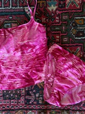Athena Fuchsia Tie-Dye Satin Camisole & Brief Set